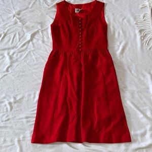 Lanz wool Red Sleeveless jumper Dress with pockets made in USA. Size small